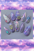 Pastel violet & lavender galaxy style nail art gel nails