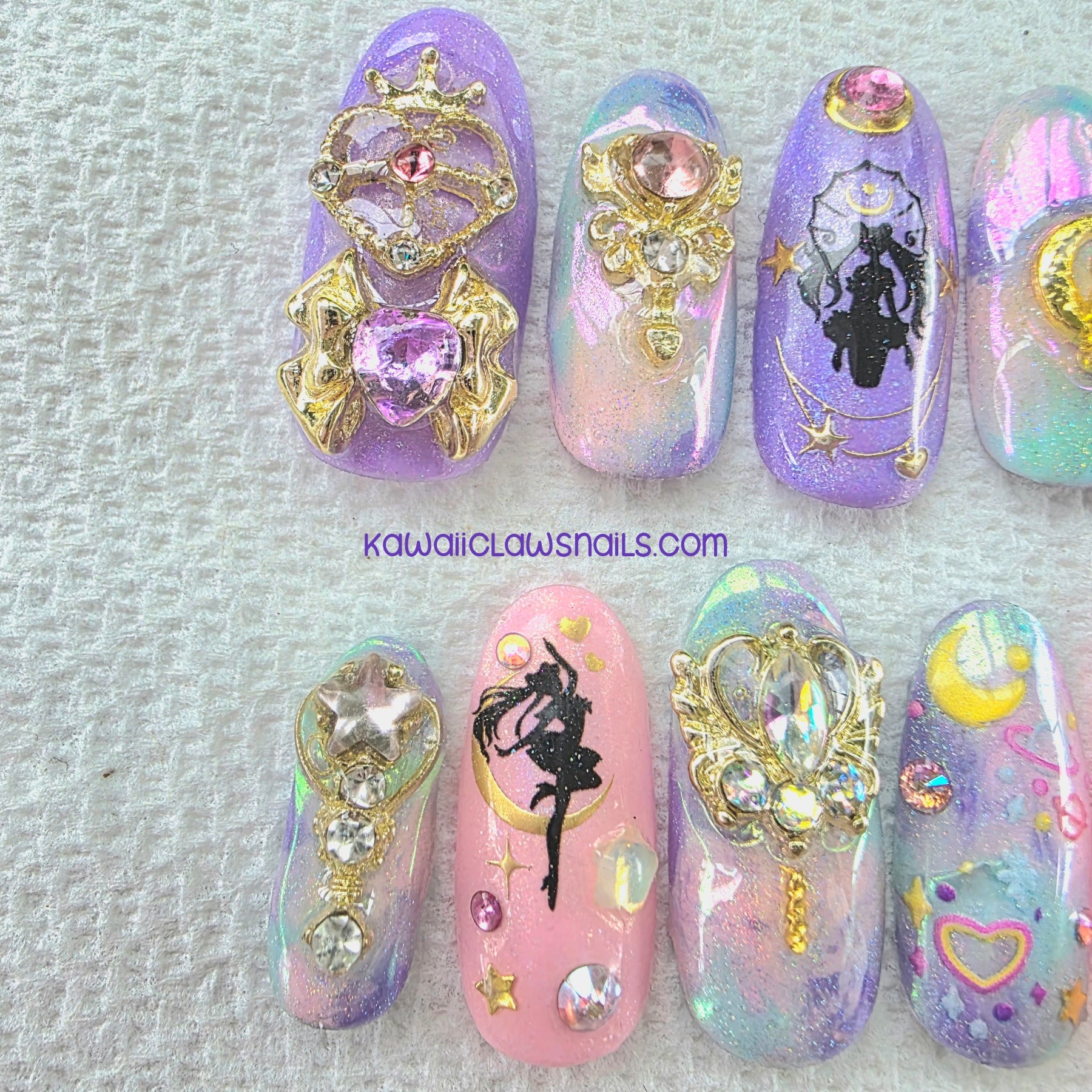 Sailor Moon Magical Girl Style Iridescent Charm Nails