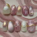 RTS Dusty Rose and Mauve Pink Cat Eye Gel Nails size Large