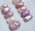 RTS Dusty Rose and Mauve Pink Cat Eye Gel Nails size Large
