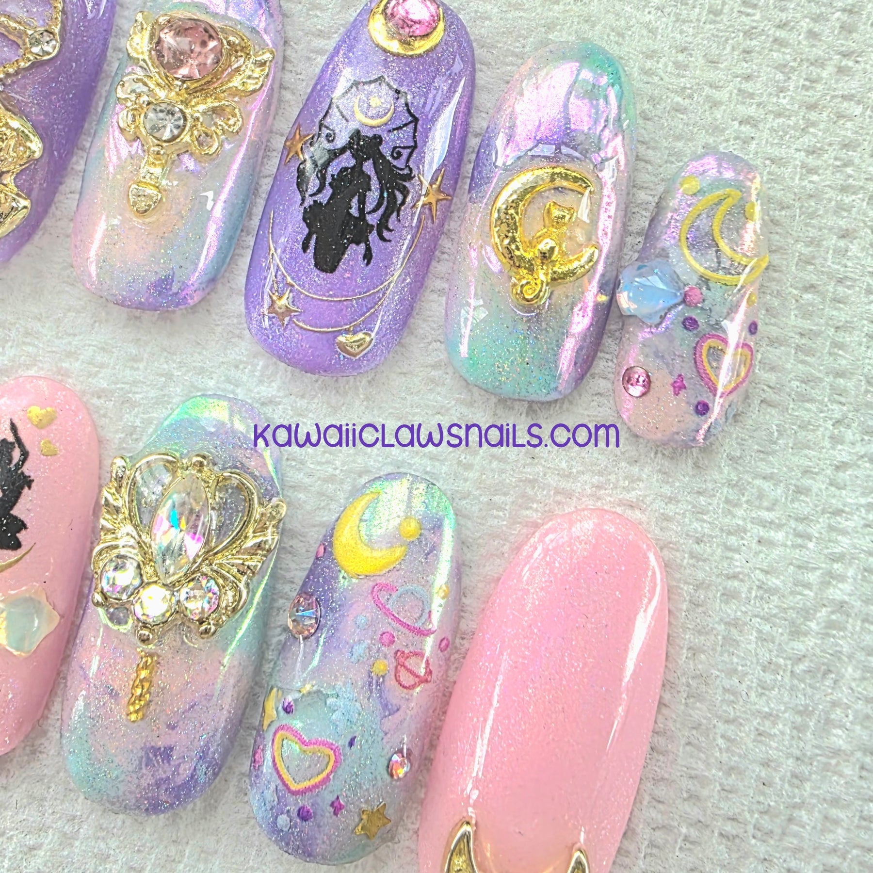 Sailor Moon Magical Girl Style Iridescent Charm Nails