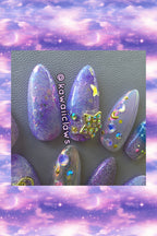 Pastel violet & lavender galaxy style nail art gel nails
